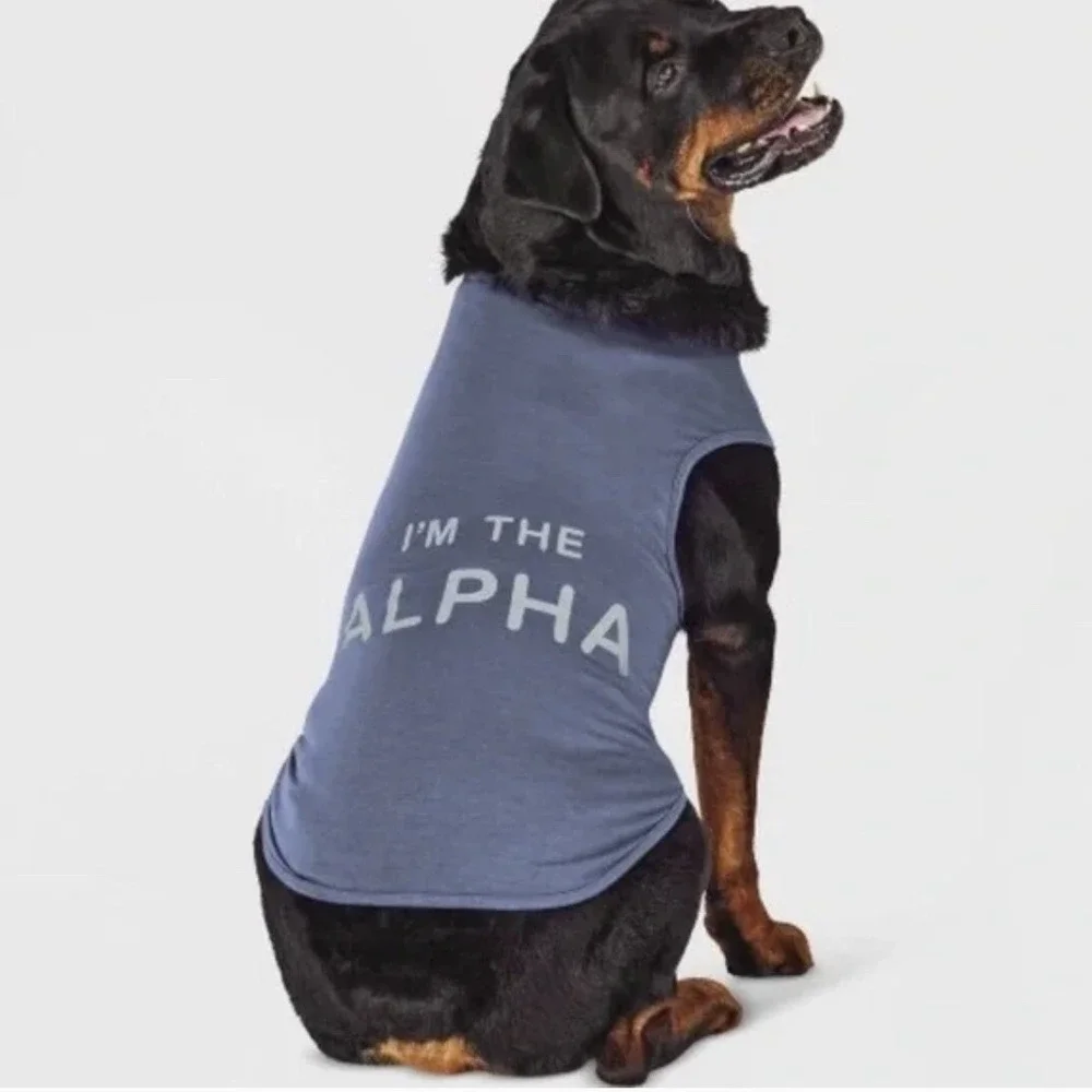 Boots & Barkley Dog Tank Top Blue Large Im the Alpha Pet Apparel Dog Shirt Large